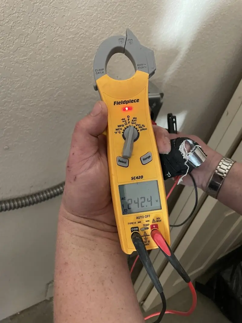 Voltage testing with clamp meter during Generator Installation in La Crescenta-Montrose